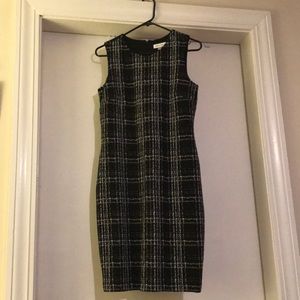 Classic Calvin Klein work dress. Black w/yt plaid.